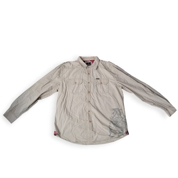 Marc Ecko Cut and Sew Vintage Beige Long Sleeve Button Up Shirt Men Sz XXL - Picture 16 of 16